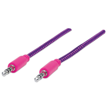 Cable De Audio Estereo 3.5 Mm Macho A Macho Manhattan 352826 Textil 1M Rosa/Morado