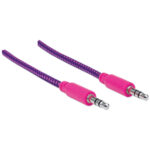 Cable De Audio Estereo 3.5 Mm Macho A Macho Manhattan 352826 Textil 1M Rosa/Morado