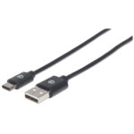 353298 Cable USB A A USB C, Largo 1M Color Negro. USB 2.0 Estándar-A Macho A USB C Macho.