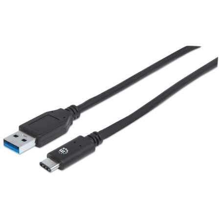 Cable USB Manhattan A Macho-Tipo C Macho, 1M Negro, 353373