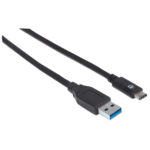 Cable USB Manhattan A Macho-Tipo C Macho, 1M Negro, 353373