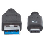 Cable USB Manhattan A Macho-Tipo C Macho, 1M Negro, 353373