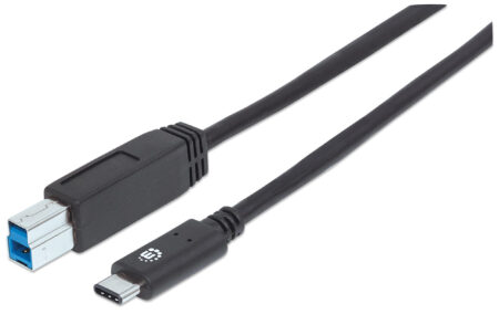 CABLE USB-B A USB-C MANHATTAN 353380 DE 1M/MACHO-MACHO/COLOR NEGRO