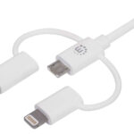 Cable USB-A 3 En 1 Micro-B/Tipo-C/Lightning Manhattan 353434 Blanco