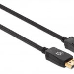Cable Displayport 8K V1.4 Manhattan 353618, 8K60Hz/2M/Chapados En Oro/Anti-Enredos/Color Negro