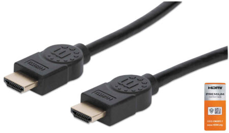 Cable HDMI 2.0 Manhattan 354837 Macho-Macho/1M/Premium/Blindado/4K A 60Hz/Color Negro