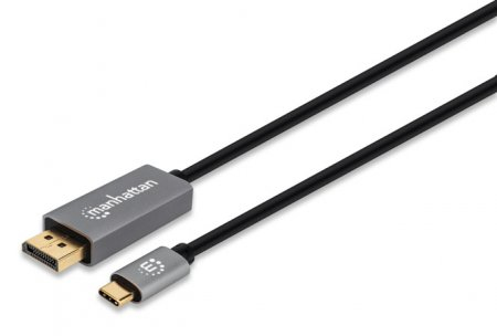 Cable USB-C A Displayport M Manhattan 354851 , USB C, Displayport, 3 M, Negro