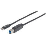 Cable USB-B A USB-C Manhattan 354998 De 2M/Macho-Macho/Color Negro