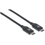 Cables USB-C Manhattan USB-C Macho A USB-C Macho, USB C, USB C, Macho/Macho, 2 M, Negro