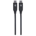 Cables USB-C Manhattan USB-C Macho A USB-C Macho, USB C, USB C, Macho/Macho, 2 M, Negro