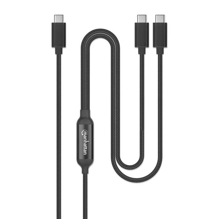 CABLE DE CARGA USB-C DOBLE 100 W 2 M (7 FT) P/2 DISPOSITIVOS
