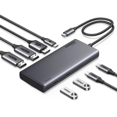 Hub USB-C Ugreen 35625 2X HDMI/1X DP/2X USB-C/USB-C Pd Carga 100W/Chip De Ultima Generacion/Carcasa De Aluminio