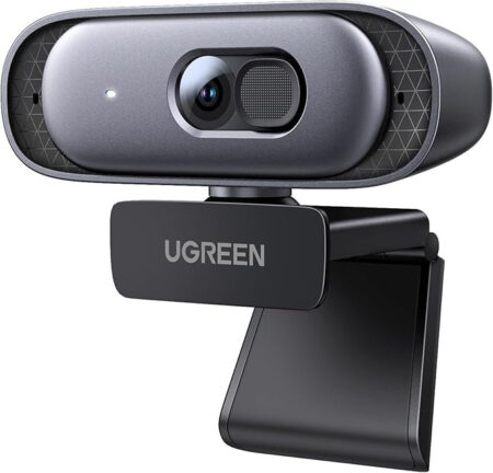 Webcam Ugreen 35626/4Mp/Cable USB 2M/Microfono Integrado/Cancelacion De Ruido/Correccion De Luz Automatica/Vista Amplia De 91°/Rotacion Flexible De 360°/Cubierta De Privacidad