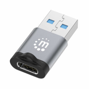 ADAPTADOR DE USB-A A USB-C V3.2 MANHATTAN 356305 5GBPS 3A, ALUMINIO GRIS ESPACIAL/NEGRO