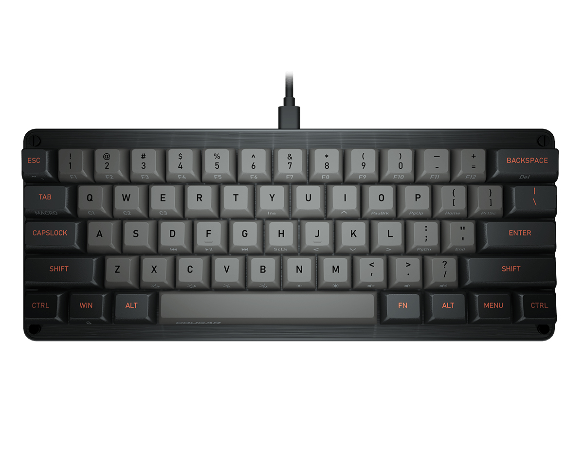 Teclado Mecanico Gamer Cougar Puri Mini 60% Switch Gateron Red, Alambrico, Negro (ingles), 37prmm1mi.0002