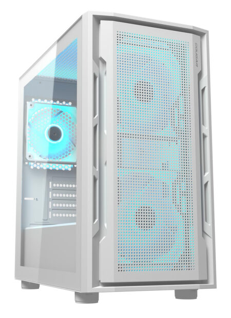 Gabinete Cougar Uniface Mini Rgb White/Mini Tower/Cristal Templado/Sin Fuente/2 Ventiladores Argb De 140Mm/1 Ventilador Argb De 120Mm/Color Blanco/Mini Itx/Micro ATX/3855C90.0004