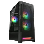 GABINETE COUGAR AIRFACE RGB/MIDI-TOWER/SIN FUENTE/USB 2.0/3.0/3 VENTILADORES INSTALADOS/COLOR NEGRO/ATX/385ZD10.0004