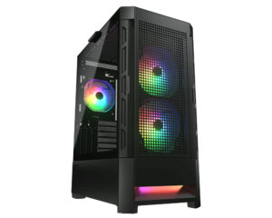 GABINETE COUGAR AIRFACE RGB/MIDI-TOWER/SIN FUENTE/USB 2.0/3.0/3 VENTILADORES INSTALADOS/COLOR NEGRO/ATX/385ZD10.0004
