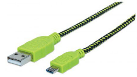 Cable USB-A A Micro USB-B Manhattan 394062 De 1M/Color Negro-Verde