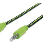 CABLE DE AUDIO 3.5MM MANHATTAN 394130 MACHO-MACHO/1 M/NEGRO-VERDE