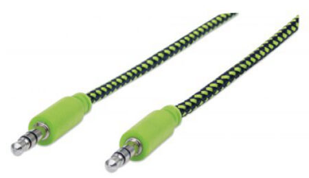 CABLE DE AUDIO 3.5MM MANHATTAN 394130 MACHO-MACHO/1 M/NEGRO-VERDE