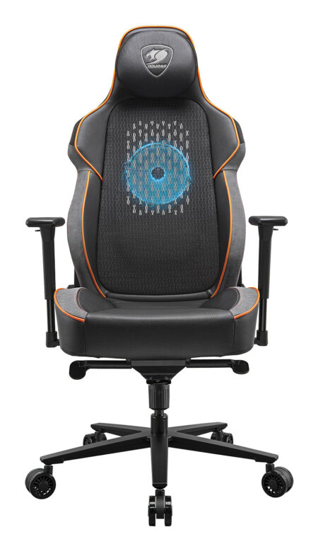 Silla Gamer Cougar Nxsys Aero, 3Marporb.0001, Color Negro/Naranja, Hasta 160Kg, Reclinable, Altura Ajustable, Ventilador Rgb Integrado