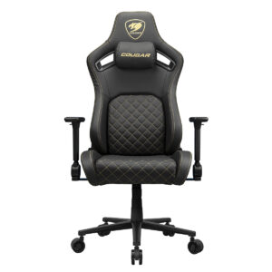 SILLA GAMER COUGAR DEFENSOR GOLD/COLOR NEGRO/HASTA 120KG/CUERO SINTETICO/SOPORTE LUMBAR PUSHBACK/BOLSILLO TRASERO/3MDFLGLB.0001