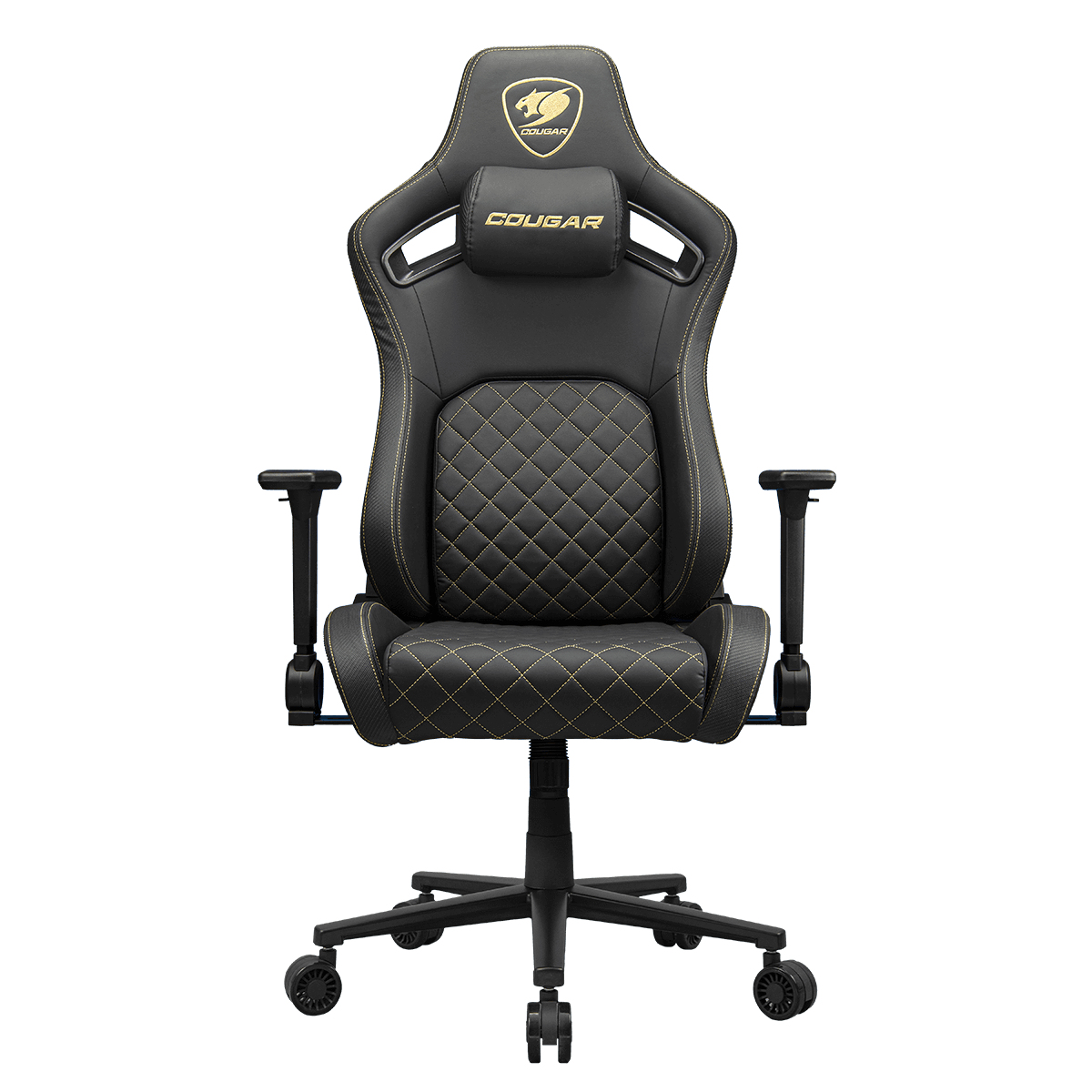 Silla Gamer Cougar Defensor Gold/color Negro/hasta 120kg/cuero Sintetico/soporte Lumbar Pushback/bolsillo Trasero/3mdflglb.0001