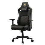 SILLA GAMER COUGAR DEFENSOR GOLD/COLOR NEGRO/HASTA 120KG/CUERO SINTETICO/SOPORTE LUMBAR PUSHBACK/BOLSILLO TRASERO/3MDFLGLB.0001