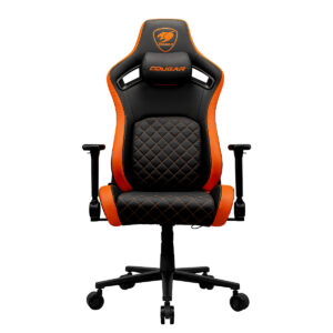 SILLA GAMER COUGAR DEFENSOR/COLOR NEGRO-NARANJA/HASTA 120KG/CUERO SINTETICO/SOPORTE LUMBAR PUSHBACK/BOLSILLO TRASERO/3MDFLORB.0001