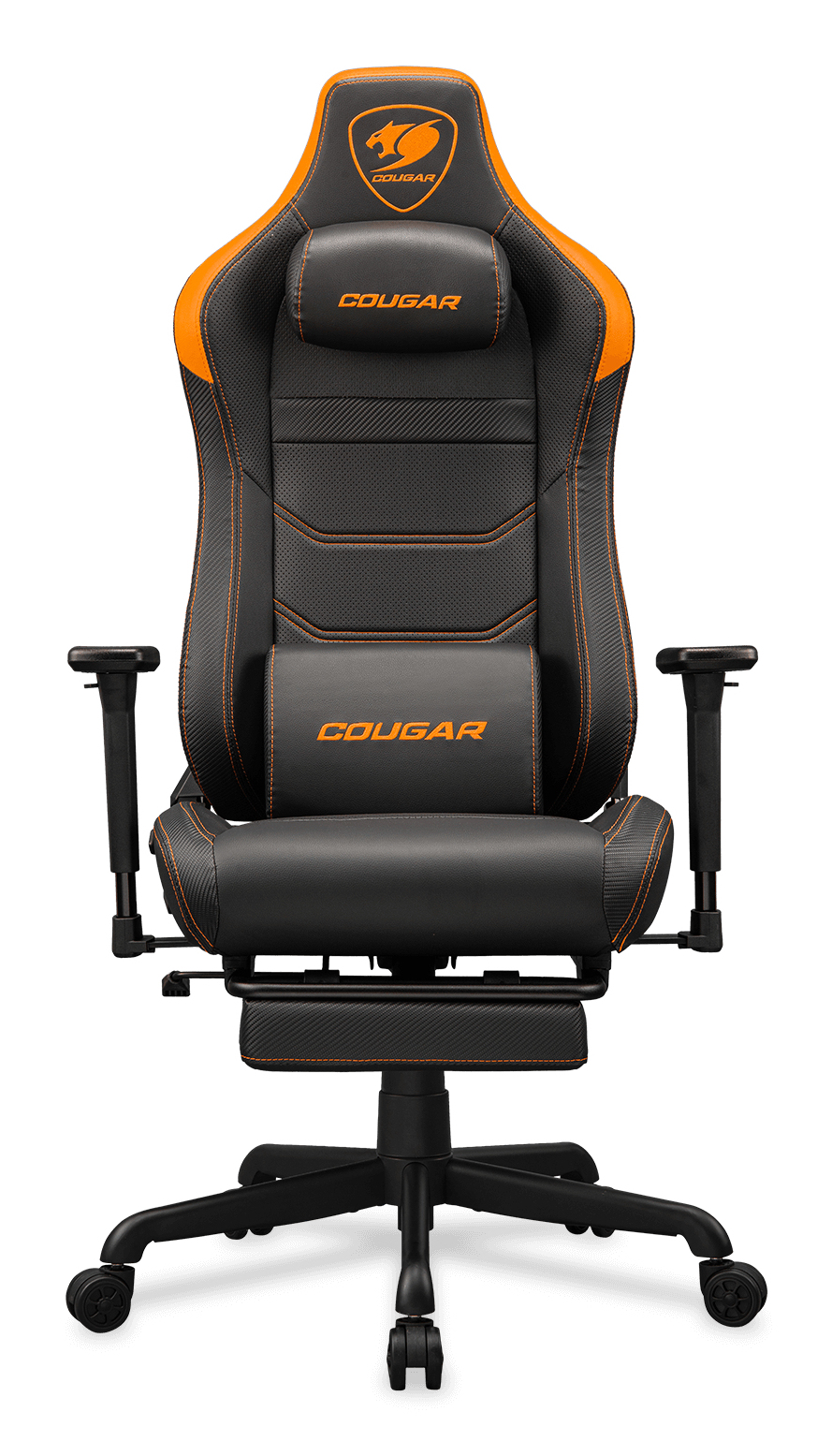 Silla Gamer Cougar Armor Evo/color Negro-naranja/hasta 160kg/cuero Sintetico/cojin Lumbar/reposapies/3mevsorb.0001