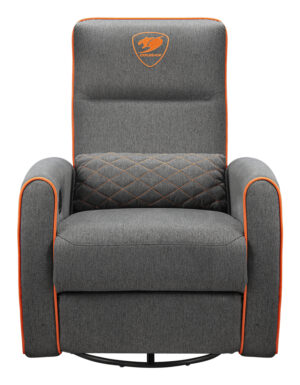 SOFA GAMER COUGAR FIDOM/LINO ACOLCHADO/150KG/RECLINABLE/BOLSILLO LATERAL/COLOR GRIS-NARANJA/3MFDFGRO.0001
