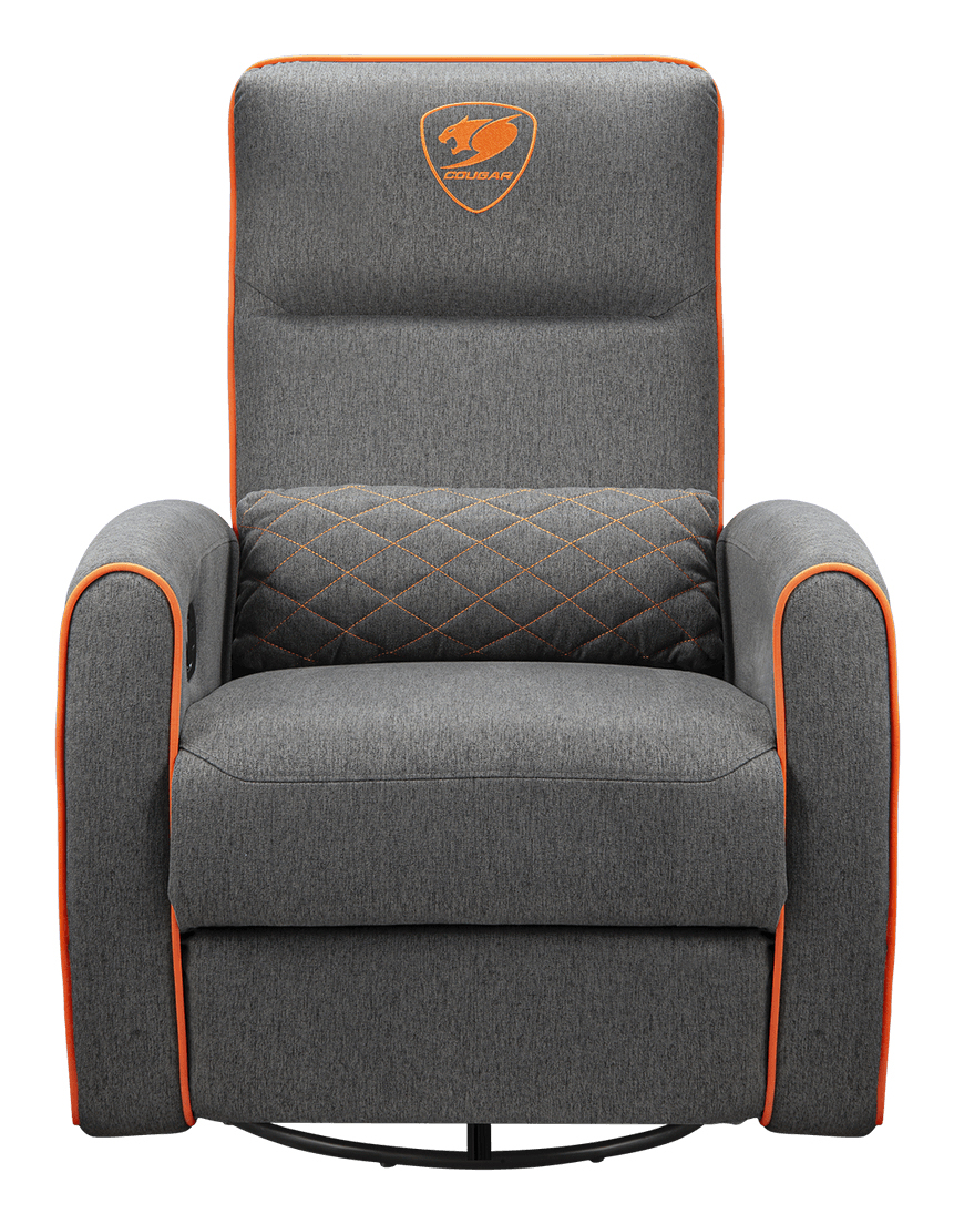 SOFA GAMER COUGAR FIDOM/LINO ACOLCHADO/150KG/RECLINABLE/BOLSILLO LATERAL/COLOR GRIS-NARANJA/3MFDFGRO.0001