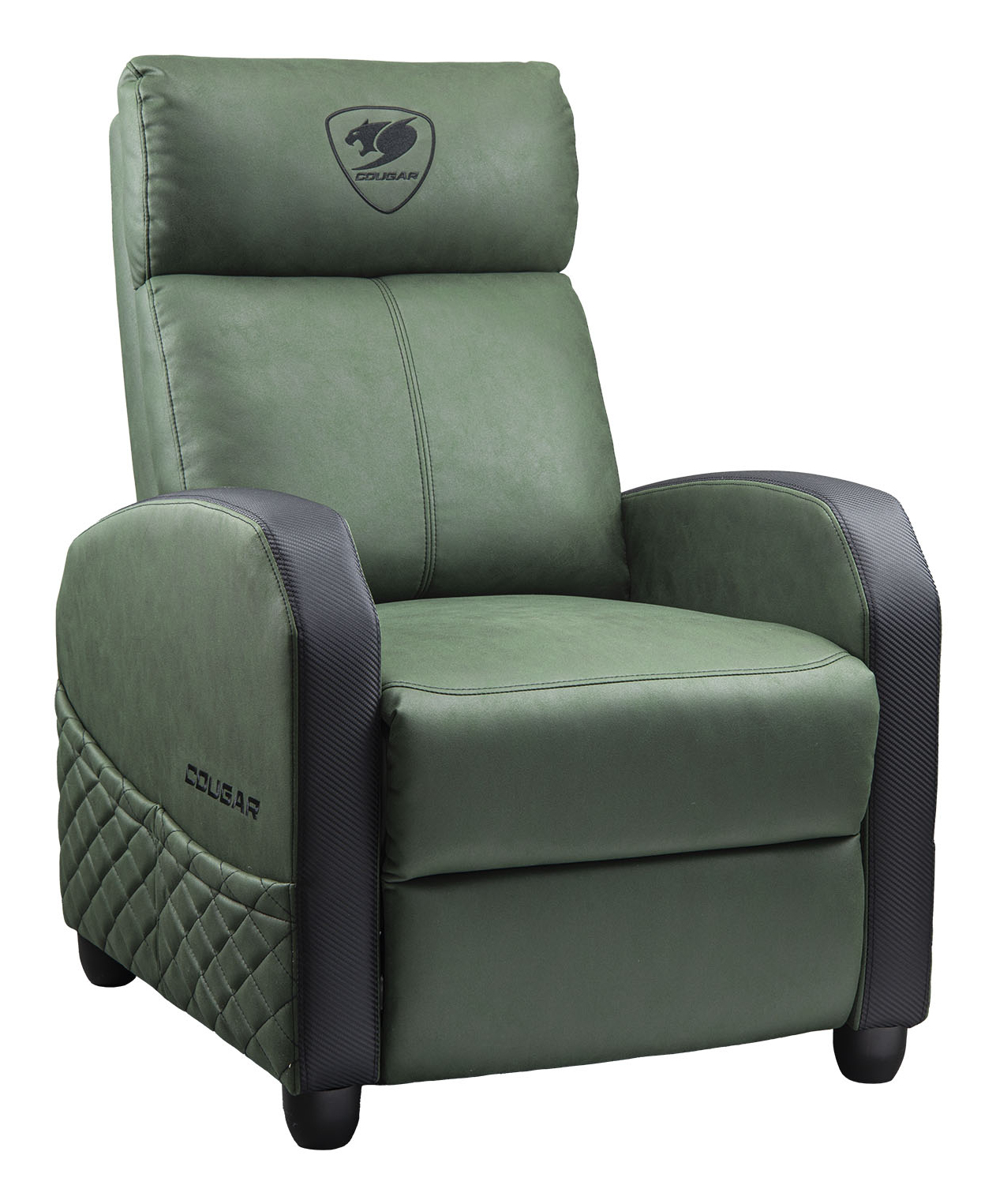 SOFA GAMER COUGAR RANGER ELITE ARMY GREEN/TERCIOPELO SUAVE/135KG/RECLINABLE/BOLSILLO LATERAL/COLOR NEGRO-VERDE/3MRAEGEB.0001