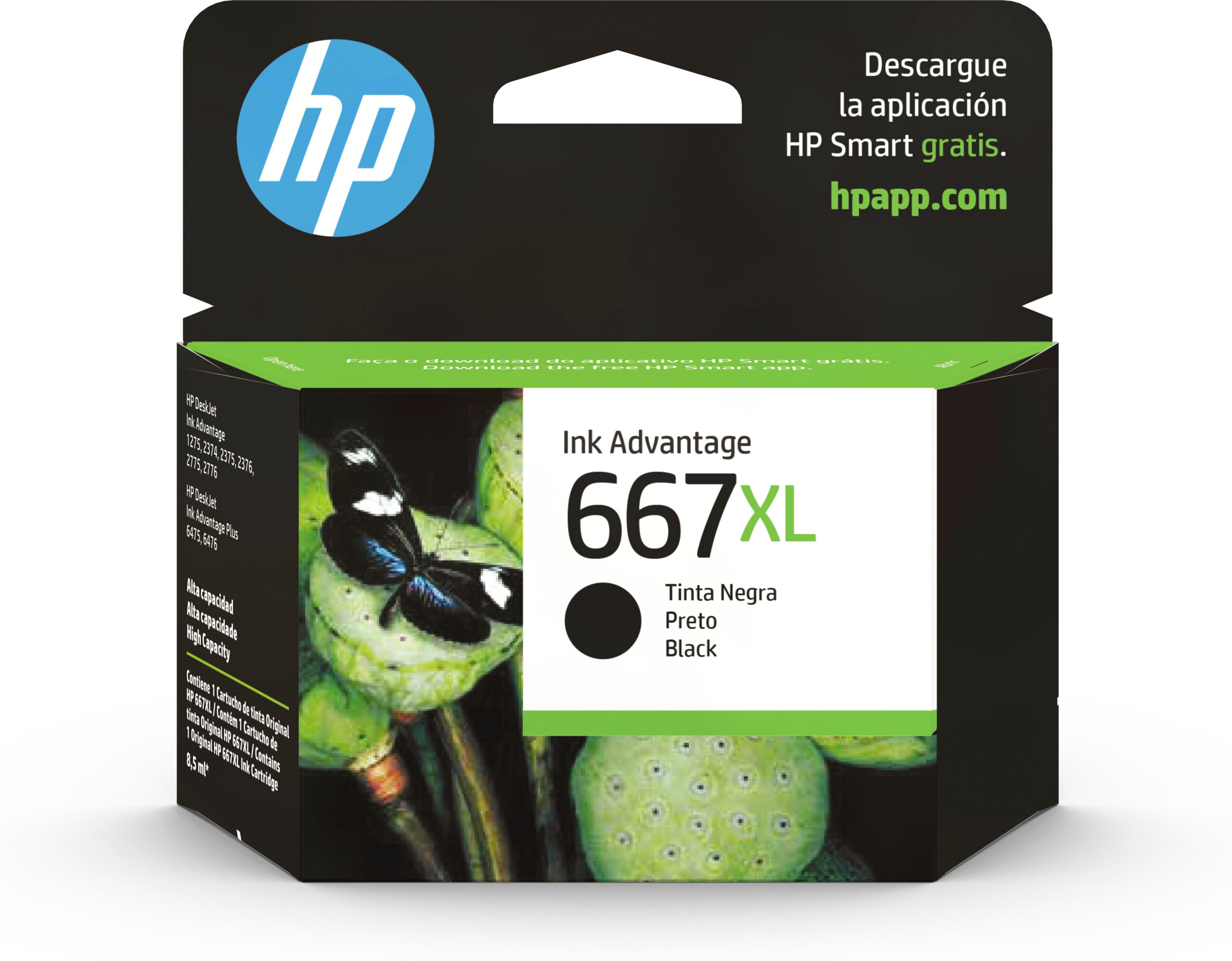 Cartucho Tinta Hp 667xl Negro 480 Paginas, 3ym81al