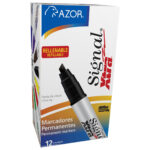 Marcador Azor Signal 40001 Xtra Negro. Punta Gruesa Cincel De 6Mm. Paquete Con 12 Piezas. -