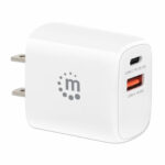 Cargador De Pared 20W C/Puertos Usc-C Y USB-A Manhattan 406291 Blanco