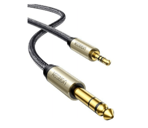 CABLE DE AUDIO ESTEREO 3.5MM 1/8″TRS- 6.35MM 1/4″ TS UGREEN 40806/5 METROS/AUDIO DE HI-FI/TRENZA DE NYLON/ BLINDAJE MULTIPLE/CAJA DE ALEACION ZINC/NUCLEO DE COBRE PURO