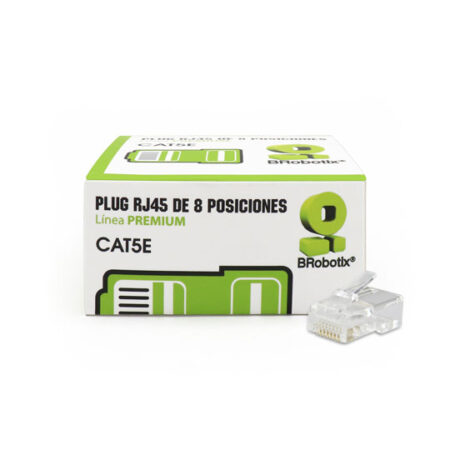 Plug RJ45 Cat5E – 8 Posiciones, Caja Con 25 Pi Brobotix 445418, Transparente