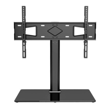 Soporte Tv P/Mesa 32 A 65 45Kg Altura Ajustable Base De Vidrio