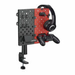 Soporte De Escritorio Manhattan 462518 Con Tablero Organizador Perforado Y Porta Accesorios/1.5 Kg/Color Rojo-Negro
