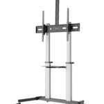 SOPORTE DE ALUMINIO PARA TV 60"-100" MANHATTAN 462563 AJUSTABLE EN ALTURA/80 KG/INCLINACION DE -10° A 5°/COLOR PLATA-NEGRO