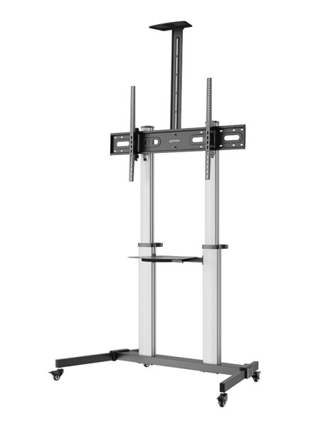 Soporte De Aluminio Para Tv 60″-100″ Manhattan 462563 Ajustable En Altura/80 Kg/Inclinacion De -10° A 5°/Color Plata-Negro