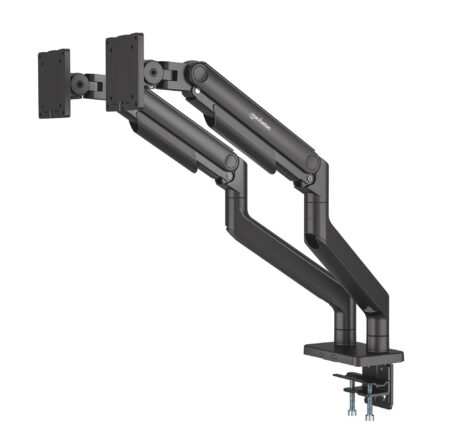 Soporte De Escritorio Para 2 Monitores 17″ – 45″ Manhattan 462587 Soporta 36Kg/De Piston/Color Negro
