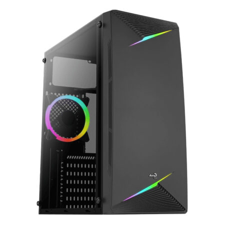 GABINETE AEROCOOL TALON, MID-TOWER, ATX, RGB, SIN FUENTE DE PODER, COLOR NEGRO, 4711099472437