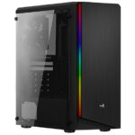 GABINETE AEROCOOL RIFT RGB, MEDIA TORRE CON VENTANA DE CRISTAL TEMPLADO, SIN FUENTE,,ATX/MICRO ATX, COLOR NEGRO, 4718009153141
