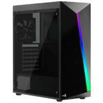 GABINETE AEROCOOL SHARD RGB, NEGRO, MEDIA TORRE C/CRISTAL TEMPLADO, ATX, SIN FUENTE, 4718009157682