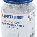 100 Piezas Conector Plug RJ45 Cat5E Solido Intellinet, 502399