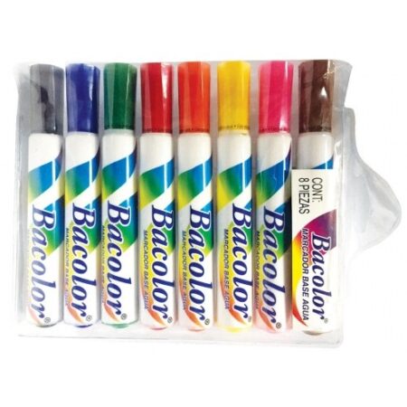 Marcador Base Agua Baco Bacolor 50311. Surtido Con 8 Piezas Colores Variados. Marcador De Tinta A Base Agua. No Tóxico. -