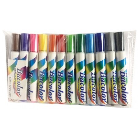 Marcador Base Agua Baco Bacolor 50328. Surtido Con 12 Piezas Colores Variados No Toxico –